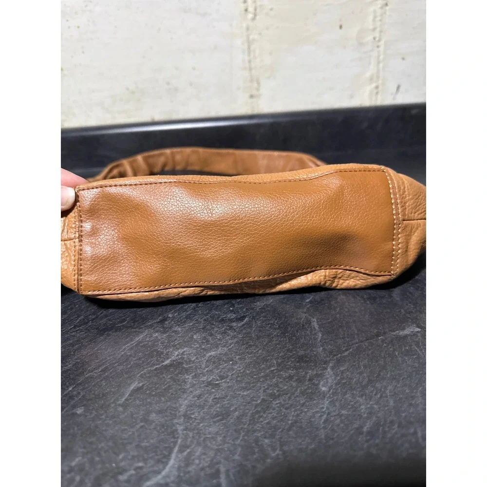The Sak Tan Leather Fernwood Hobo Shoulder Bag Whipstitch Braided Strap Cognac